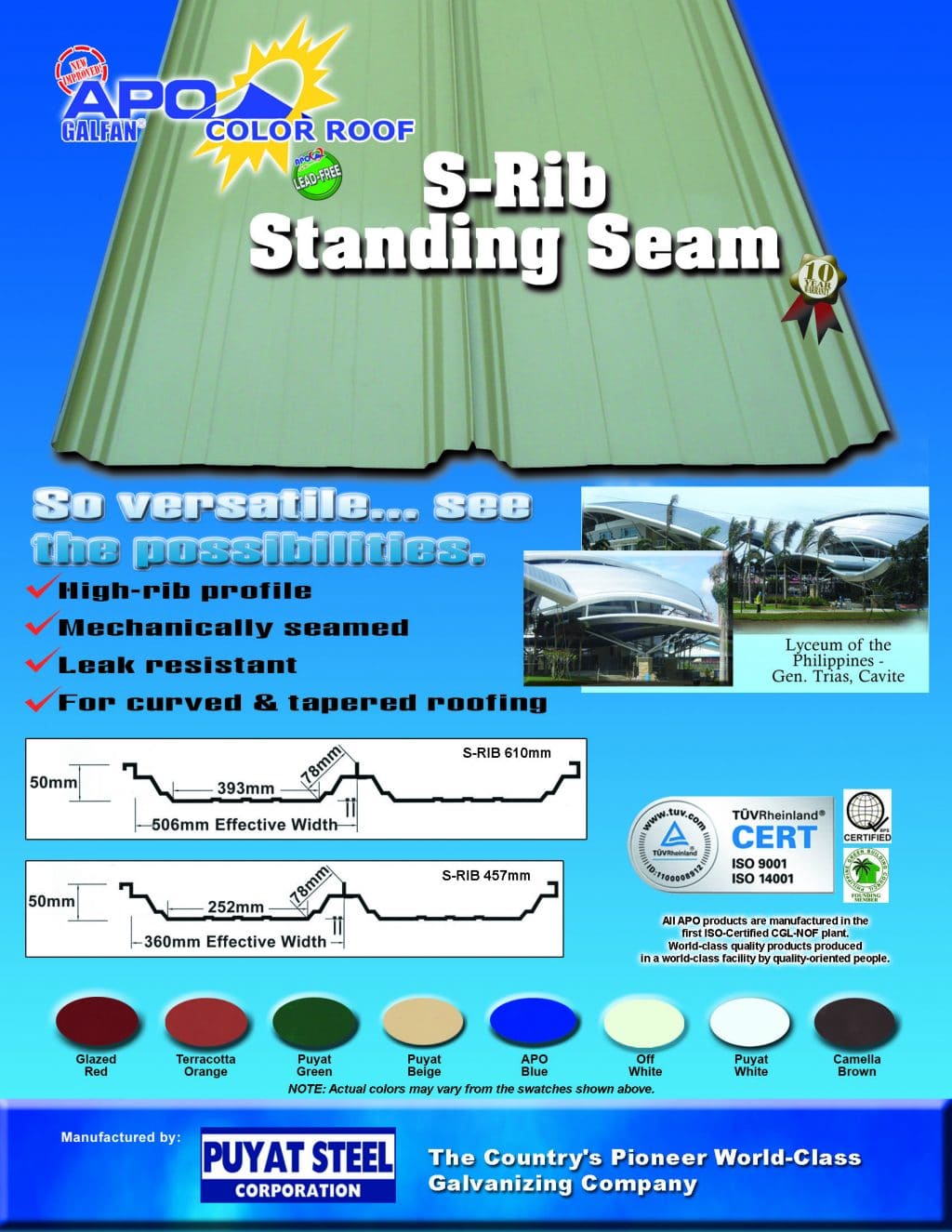 S Rib (Standing Seam) | Rib Type Roofing | Puyat Steel